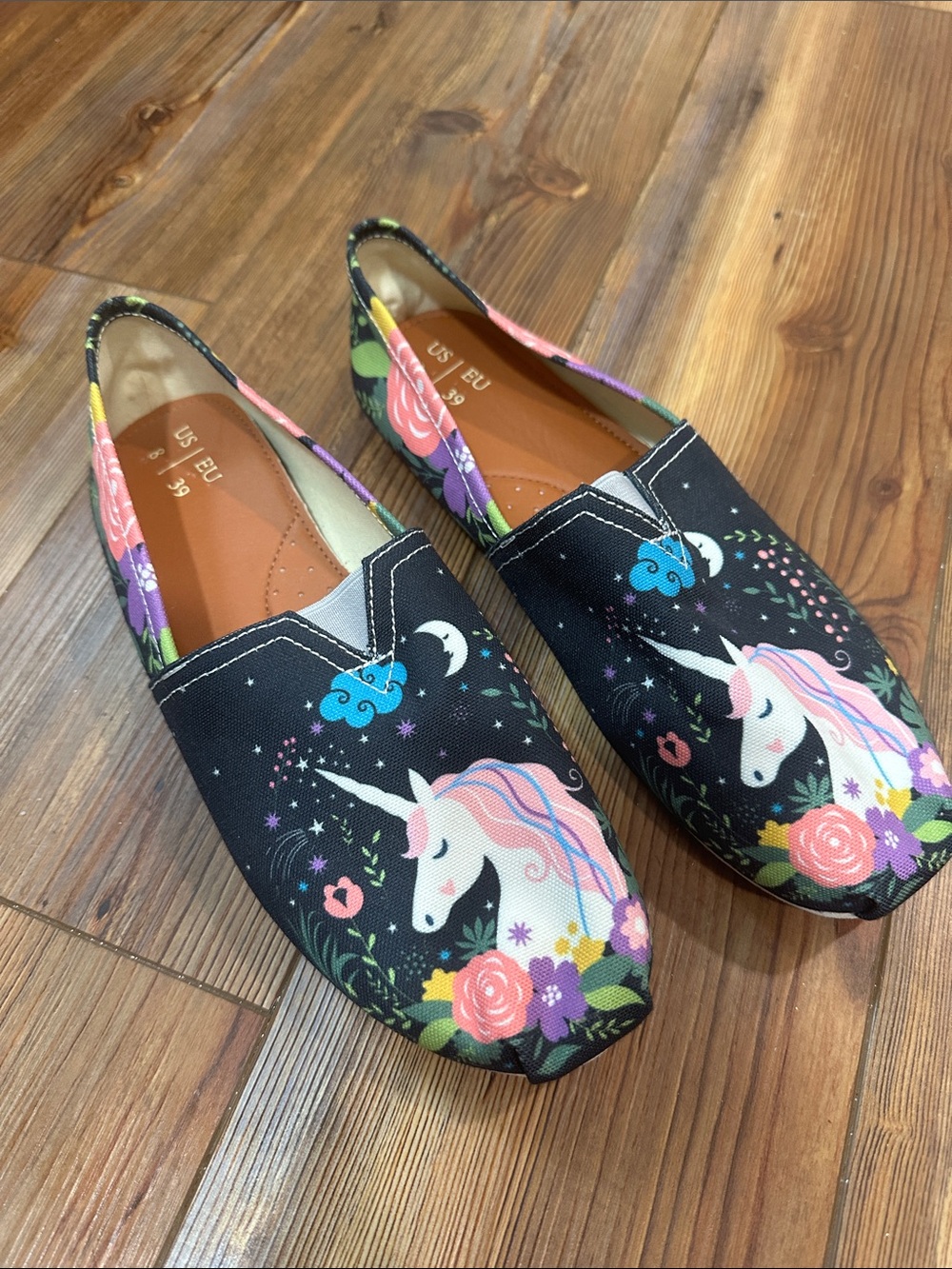 Groove Bag Black Unicorn Floral Slip-On Flats